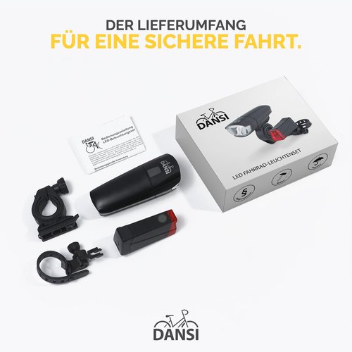 DANSI Bike Lights for Night Riding, Super Bright with Flashing Functions. Easy to Install Bike Light Set, Bike Accessories for Men Women Kids Road Mountain Cycling Bicycle Accessories Bicycle Light