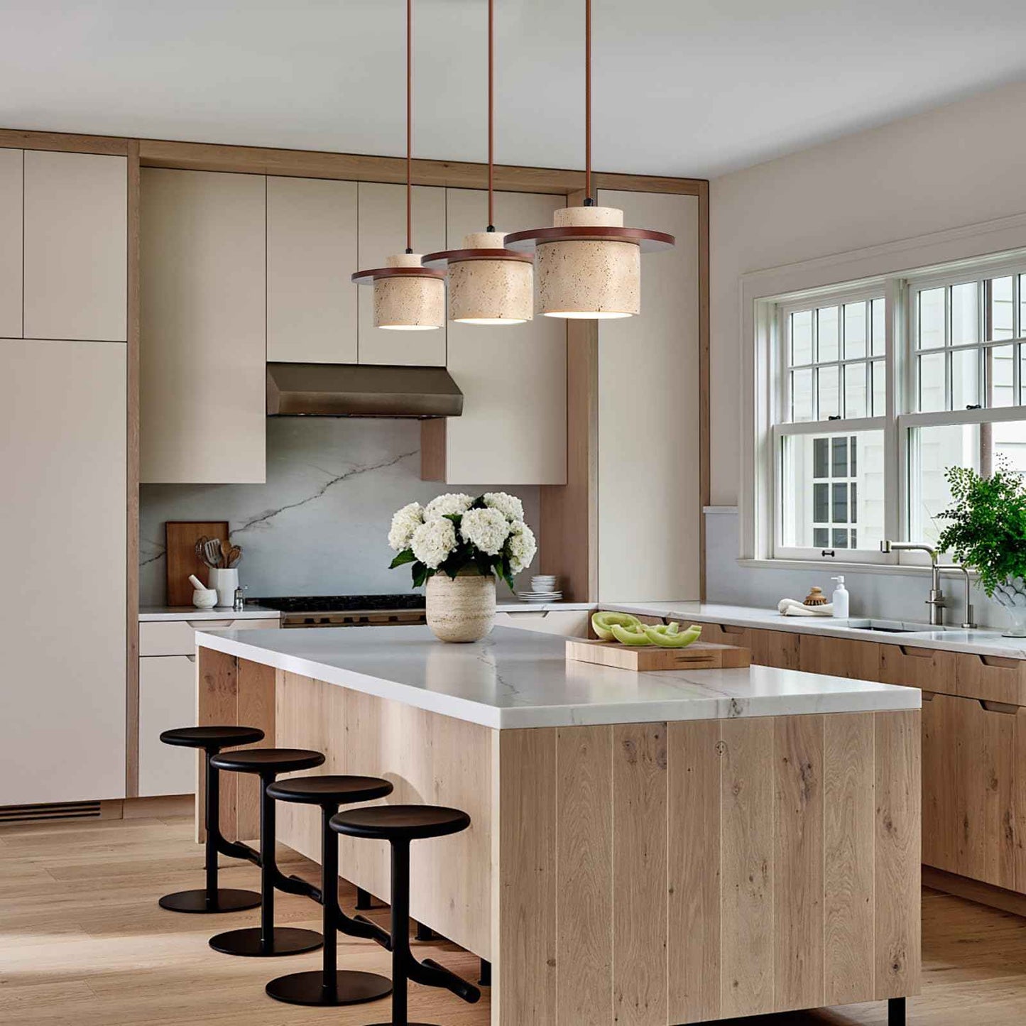 ADCTHOME Nordic Natural Stone Pendant Light Wabi-Sabi Yellow Cave Stone Chandelier, Dimmable Modern Wood Hanging Lamp Fixture for Kitchen Island,Dining Room,Bedside,Restaurant,Cafe,Bedroom(1-Pack)