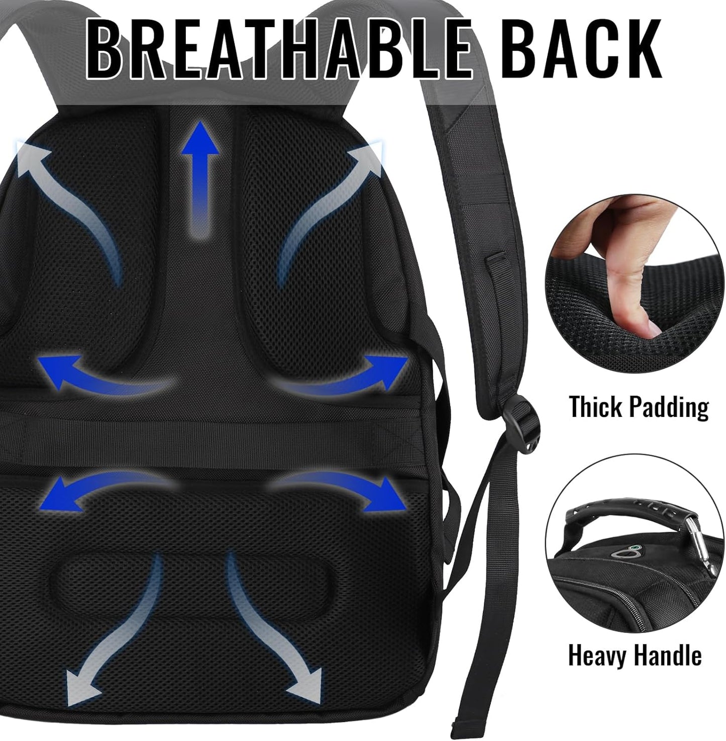 YOREPEK Large Backpack - Water Resistant Travel Bag for 17-Inch Laptops | Black Color, Airline Approved