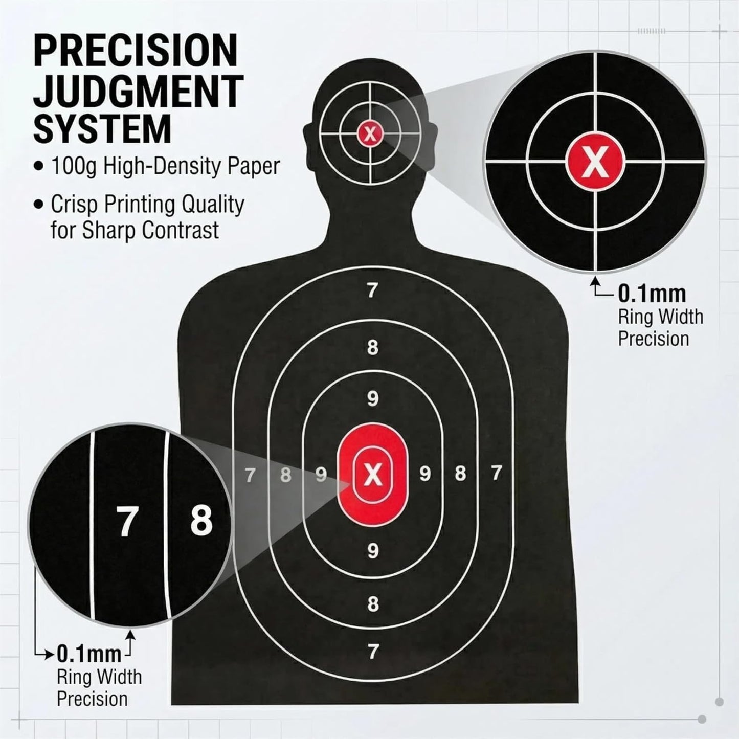 Silhouette Paper Shooting Target - Aiming Target for Indoor & Outdoor Practice | 14x22 Inches