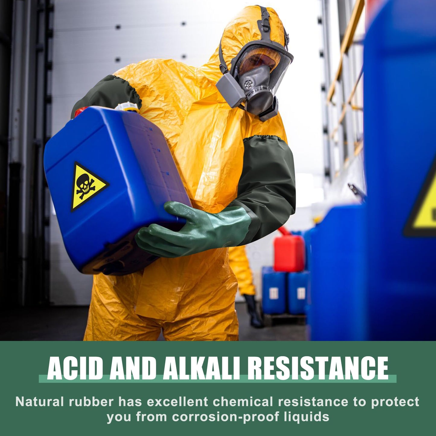 Nobgum 27" Full Arm Pond Gloves, Reusable Long Heavy Duty Gloves with Cotton Lining, Waterproof Latex Chemical Resistant Protective Glove for Resist Strong Acid, Alkali, Oil