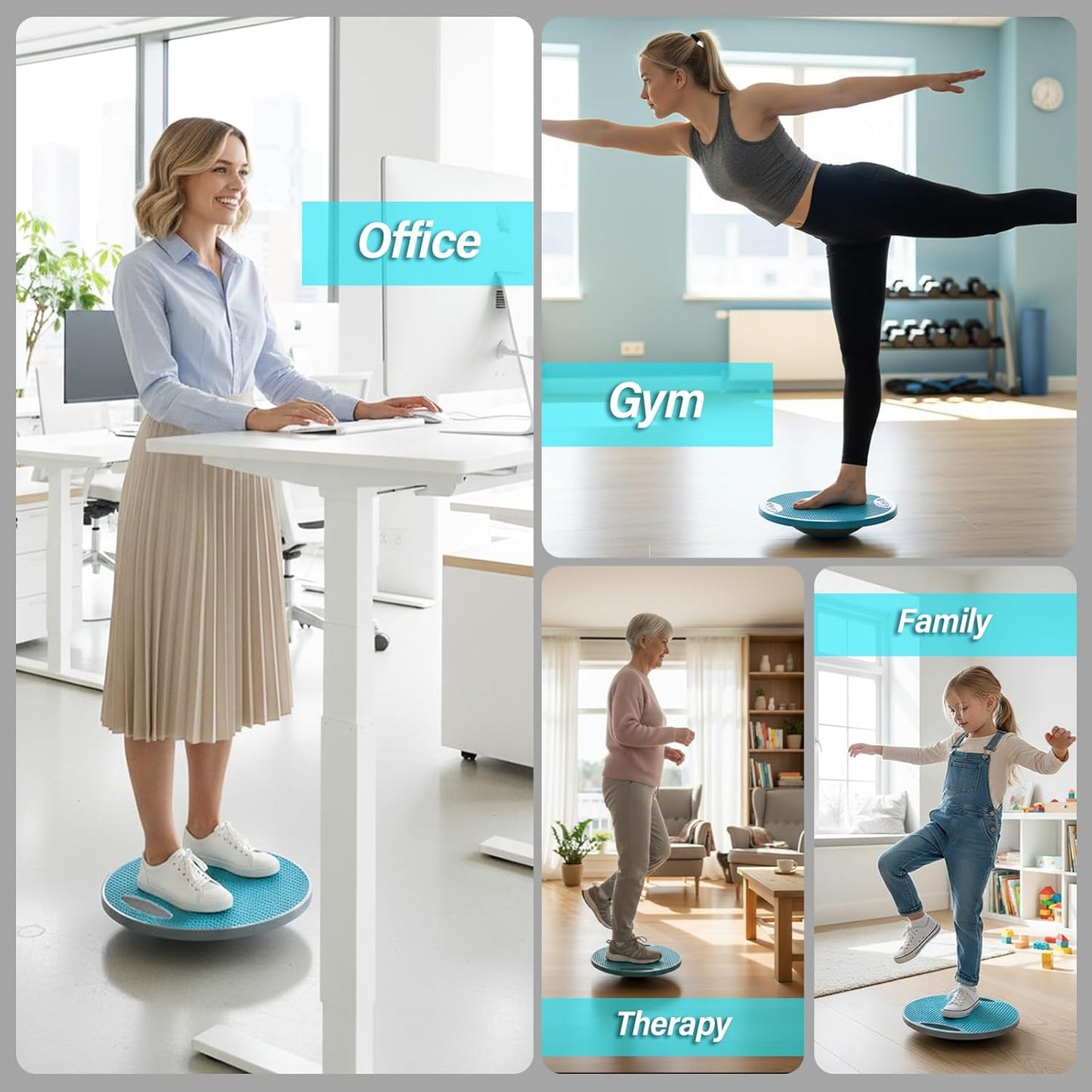 Upgraded Wobble Balance Board - Non-Slip Stability Trainer for Physical Therapy & Gym | 16.3” Core Trainer