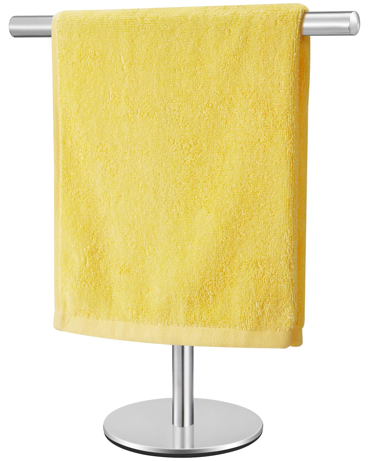 Standing Hand Towel Holder, T-Shape Towel Rack Stand, Stainless Steel Towel Bar for Bathroom Kitchen Vanity Countertop, Nickel