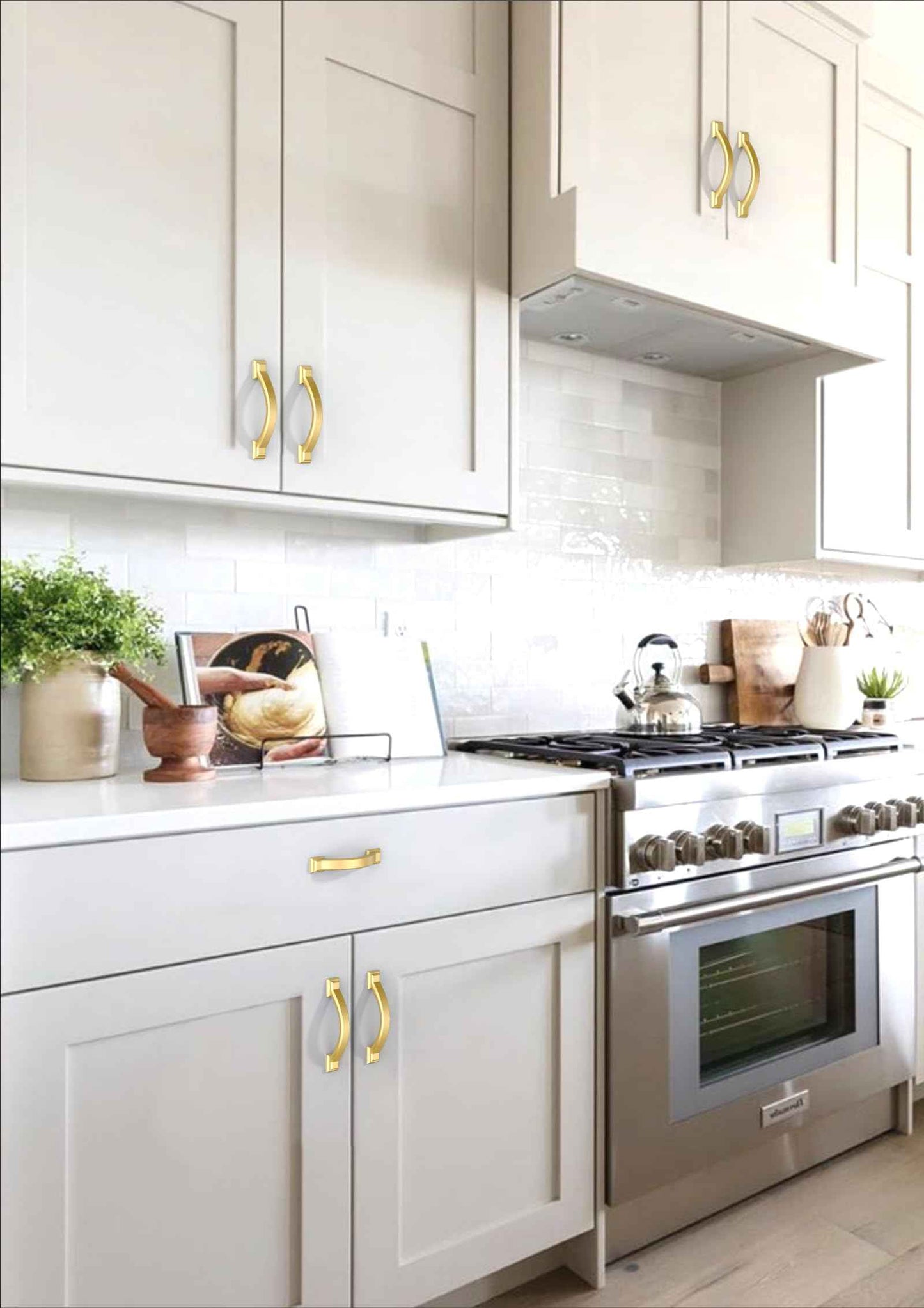 Asimerdeco 10 Pack Brushed Gold Cabinet Pulls 3 Inch(76mm) Kitchen Cabinet Handles Solid Zinc Alloy Cabinet Hardware Drawer Pulls