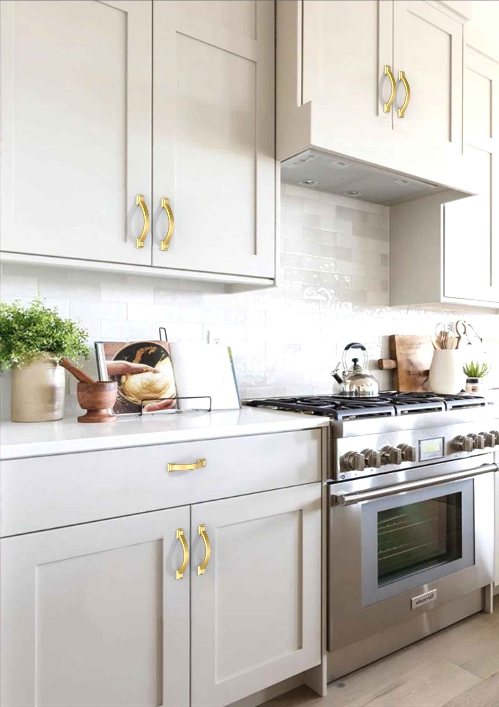 Asimerdeco 10 Pack Brushed Gold Cabinet Pulls 3 Inch(76mm) Kitchen Cabinet Handles Solid Zinc Alloy Cabinet Hardware Drawer Pulls