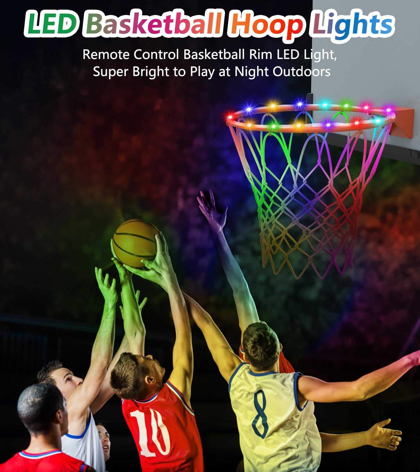 LED Basketball Hoop Light, Waterproof Super Bright Basketball Rim Lights,Remote Control 16 Colors and 7 Lighting Flicker Change, for Night Outdoor Basketball Games and Gifts for Boys