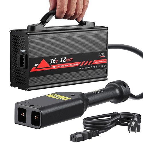 KEMIMOTO 36V Golf Cart Charger for EZGO TXT/TXTE/TXT PDS/Freedom TXT/Shuttle, 18A Golf Cart Battery Charger, Overcharge Protection, Full in 4-6H, Trickle Charge, 16 ft, D-Plug, for Lead Acid Battery