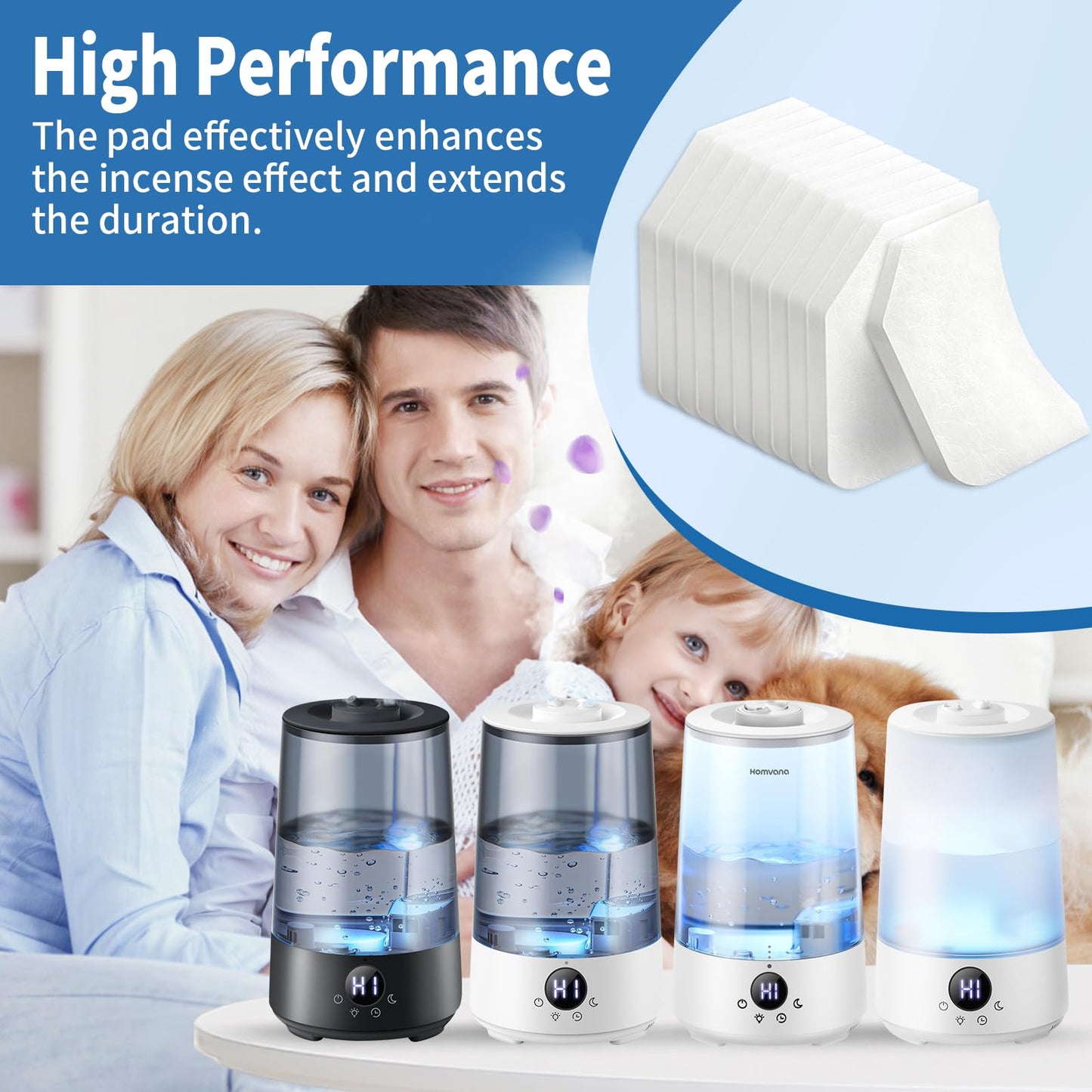 Gazeer 50 Pack Humidifier Aroma Pad, Humidifier Replacement Filters Compatible with Homvana 3.6L Cool Mist Top-Fill Humidifiers for Bedroom Home, Diffuse Fragrances