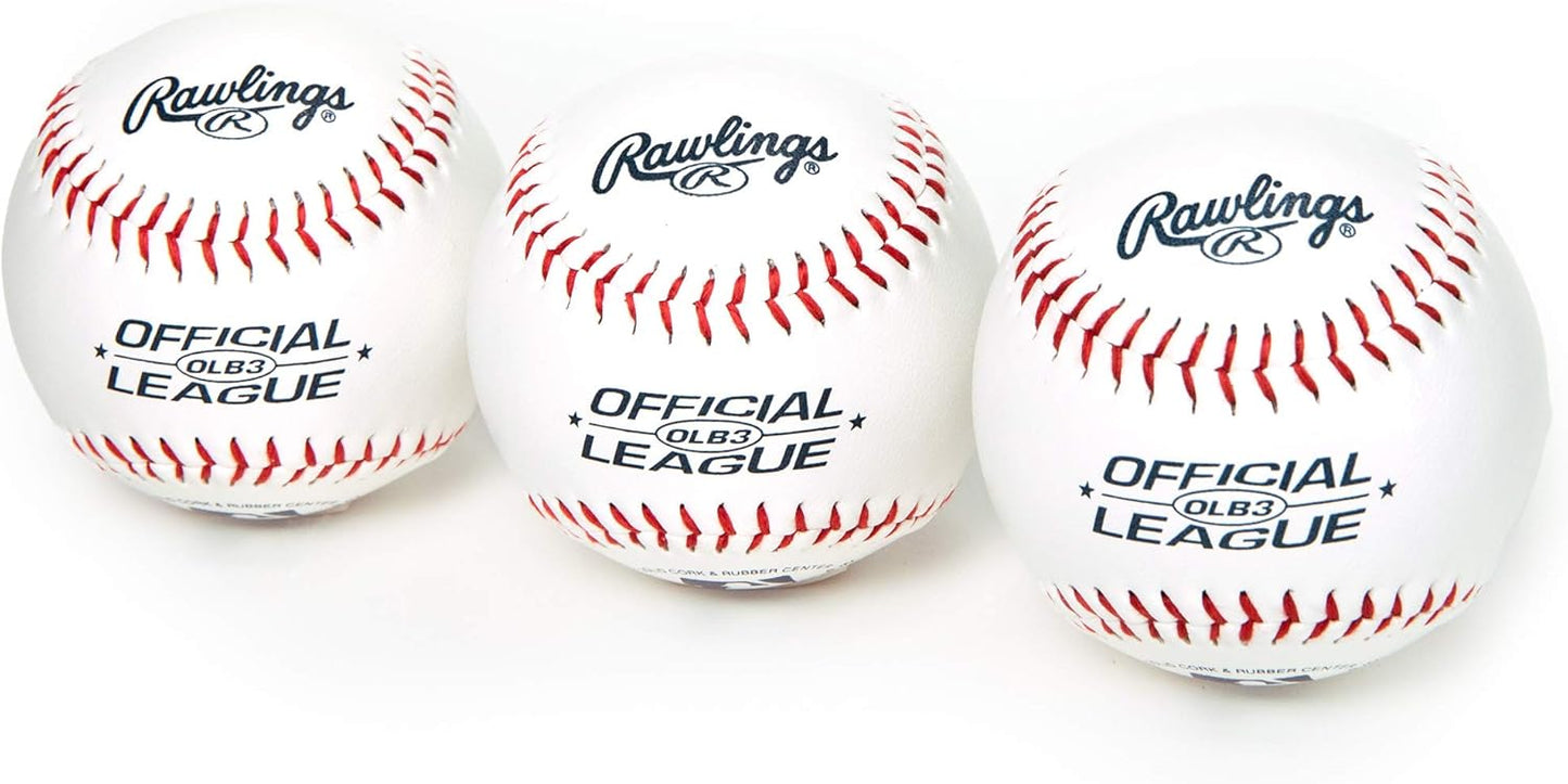 Rawlings Official League Baseballs - Recreational Practice Balls for Youth | 8U | 3 Count