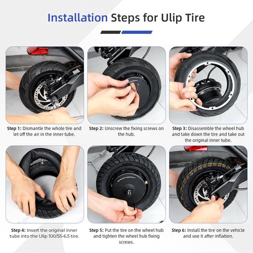 Ulip 100/55-6.5 Vacuum Tire for Dualtron Ultra 2 THUNDER II Kaabo Wolf Warrior Electric Scooter Tubeless Wider and Thicker Tires Non-Slip Spare Wheels for Scooter 2 PCS