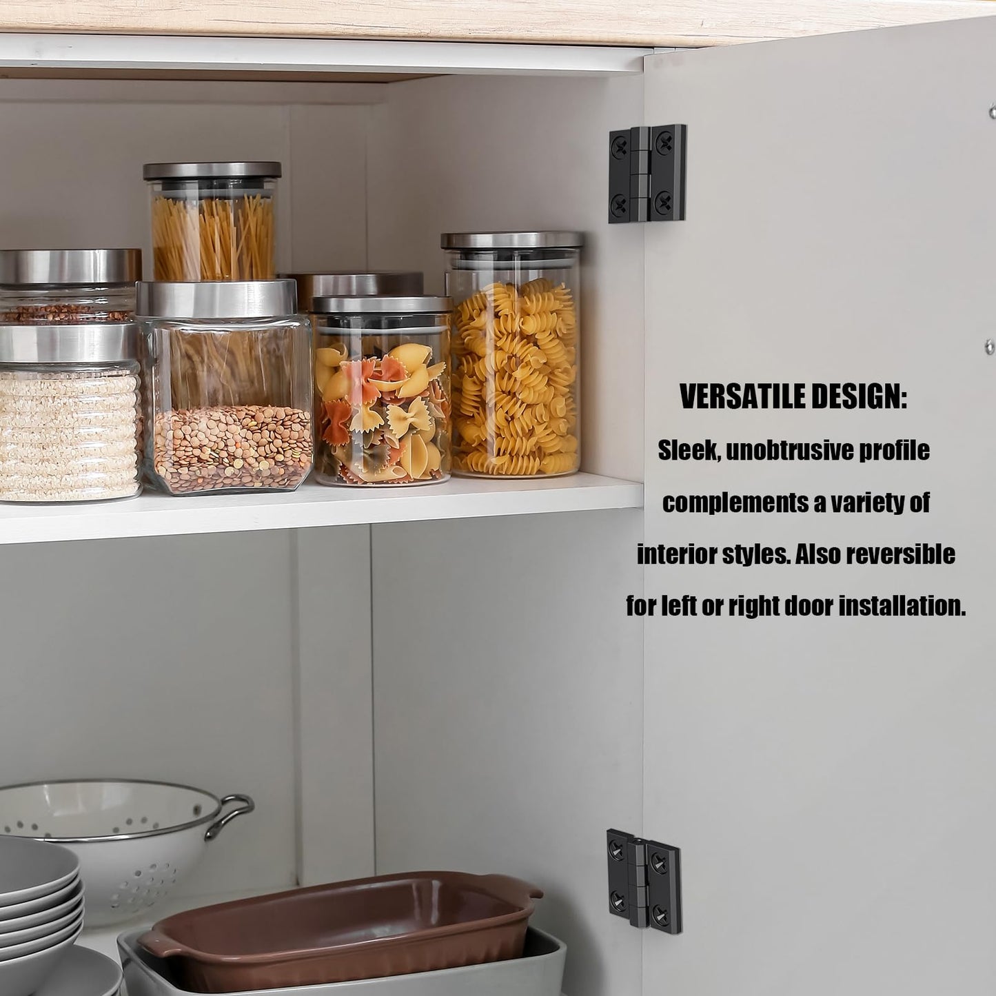 SYINE Heavy-Duty Butt Hinge Zinc Alloy Door Hinge Closet Hinge for Closet Cabinet Door,Set of 2,Black, 1.5'' x 1.5''