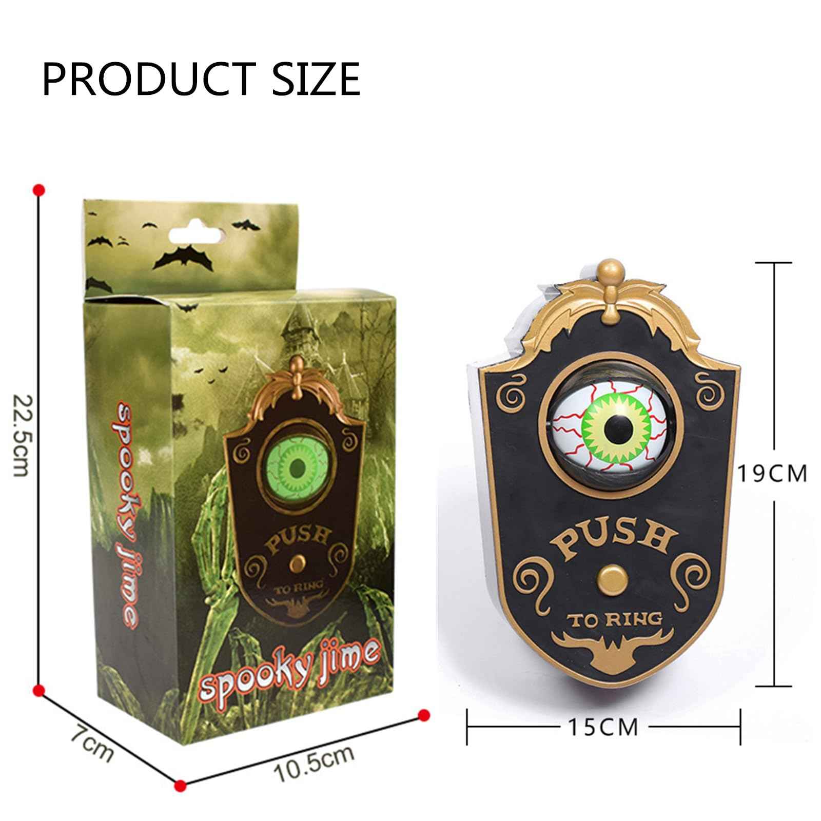 Gutecomuik Halloween Decorations, Halloween Doorbell, Animated Eyeball with Spooky-Sounds, Creepy Animated Eyeball, Trick Or Treat Event for Haunted House Halloween Party