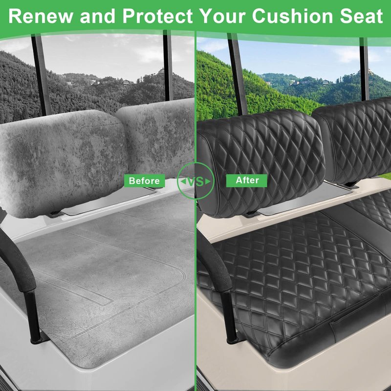 Cartalia Golf Cart Front Seat Cover for Yamaha G2 G8 G9 G11 G14 G16 G19 G20 G21 G22, Adventurer One, EZGO Marathon OEM Ordinary Seat Cushion, Thick Vinyl Leather Comfortable No Need to Detach Armrest