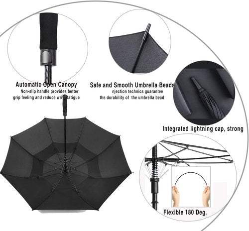 Golf Umbrella - Extra Large 54/62/68/72 Inch Double Canopy | Windproof & Waterproof Design for Men, Women & Family