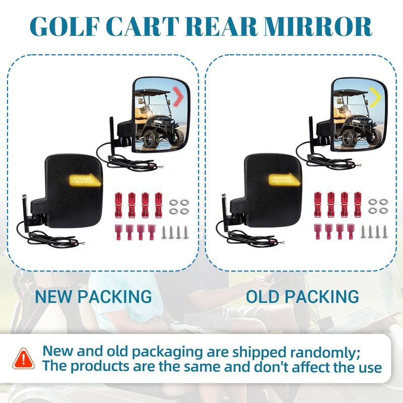 CartClan Universal Golf Cart Side Rear View Mirror, Golf Cart Rear Mirror with Turn Signal Light Suitable for Club Car EZGO Yamaha Side Mirrors