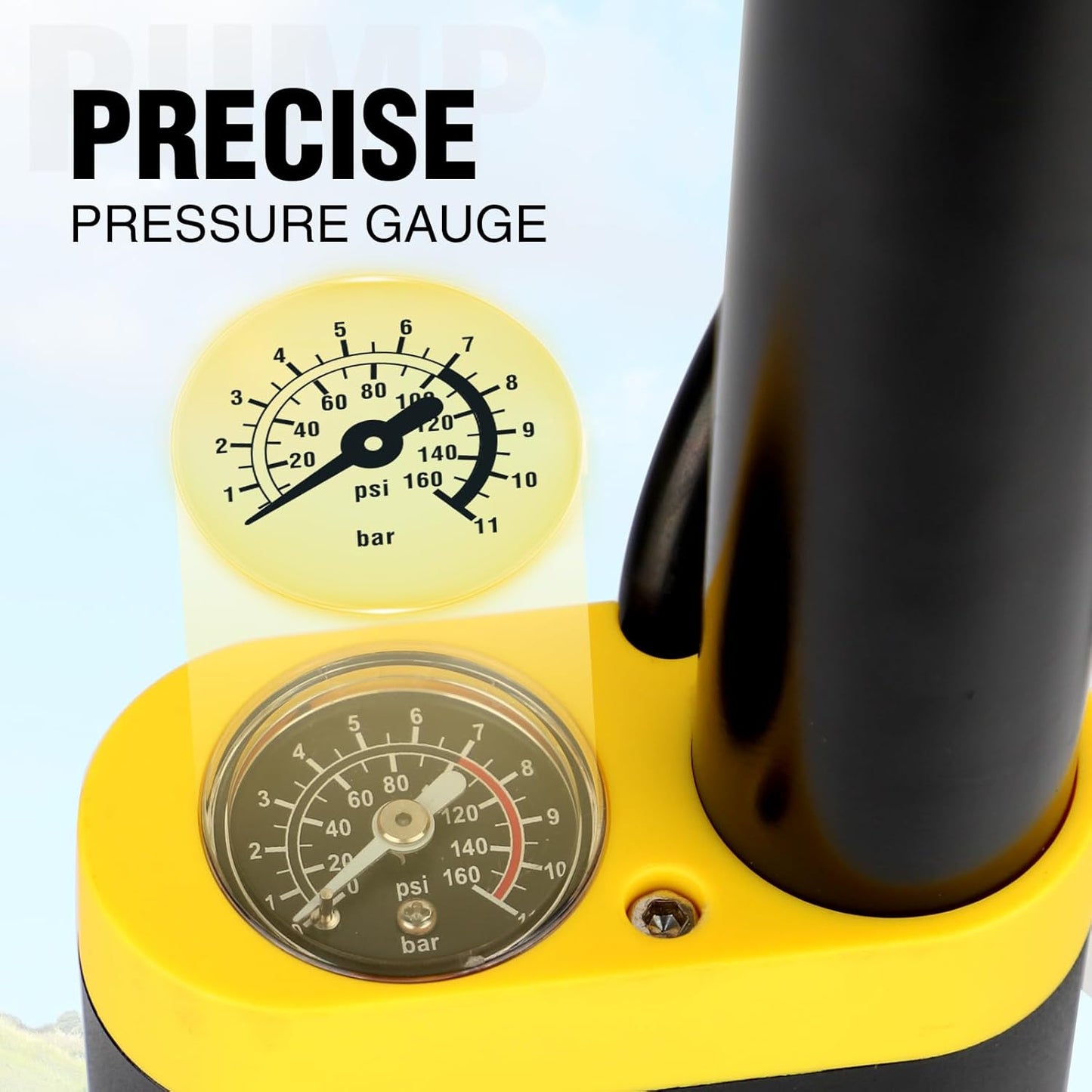 Skiennix High-Pressure Portable Floor Tire Pump - 120 PSI, Ergonomic Handle, Fits Presta & Schrader Valves