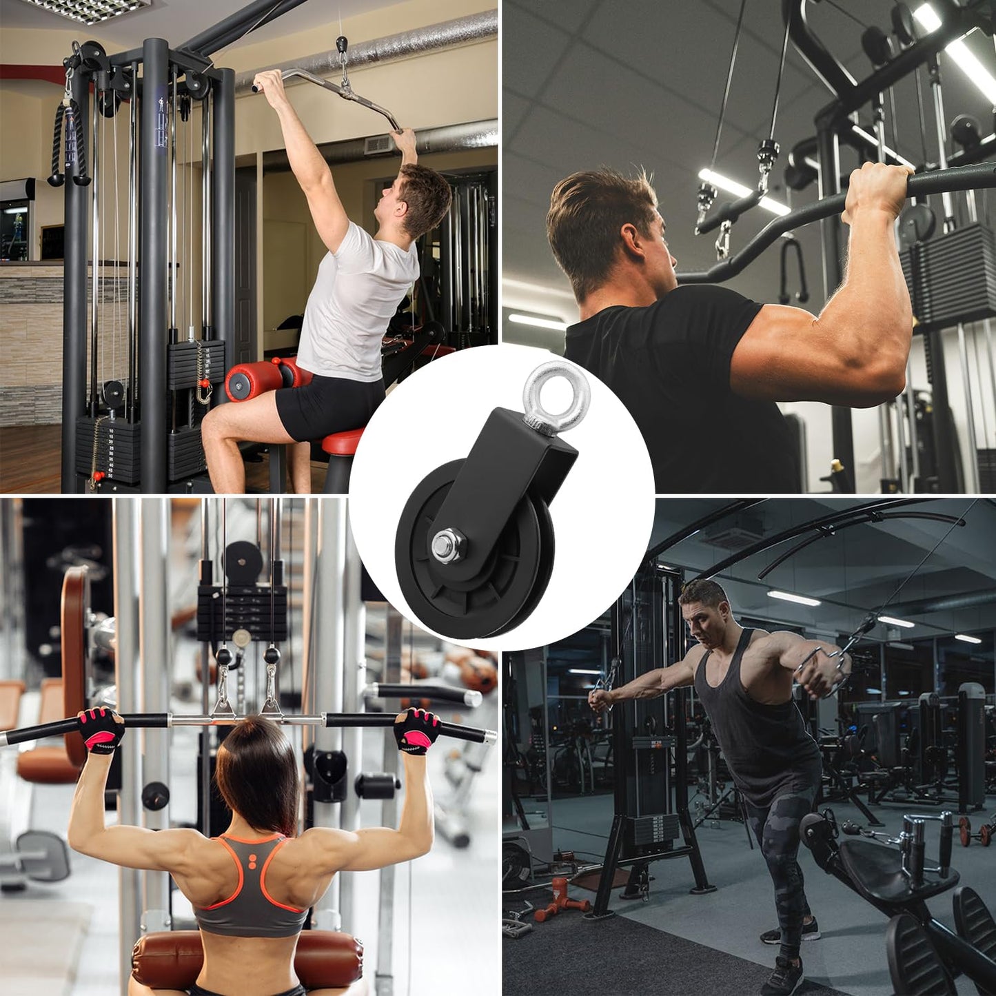 Biugaaufai 6 Pack 3.54 Inch Gym Cable Pulley, Heavy Duty 90 mm Gym Equipment Pulley, 360 Degree Rotation, Gym Cable Pulley, Ideal for Home Gym, Clothesline and DIY Project