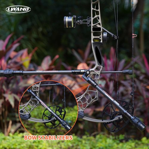 LWANO Archery Compound Bow Stabilizer - Adjustable 6-12 Inch Carbon Fiber for Vibration Reduction