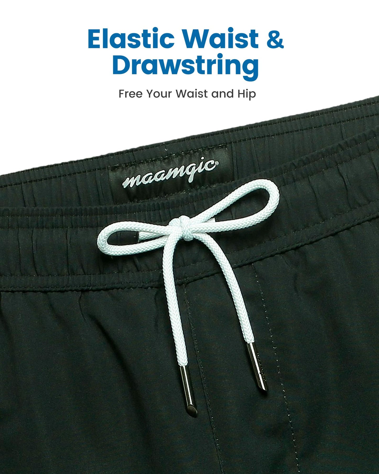 maamgic 2 in 1 Mens Swim Trunks 7 Inch Swim Shorts Swim Suits Board Shorts Gradual Green Black M