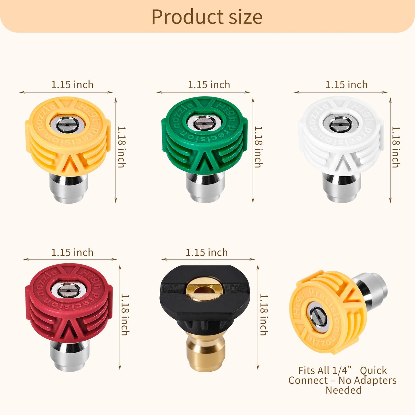 ZGJZGJ Pressure Washer Tips 5-Pack 1/4 Inch Quick Connect - 4000 PSI Multi-Degree Nozzle Set with Holder - Power Washer Accessories for Cleaning Car, Driveway, Patio, Deck, Great Gift for Car Lovers