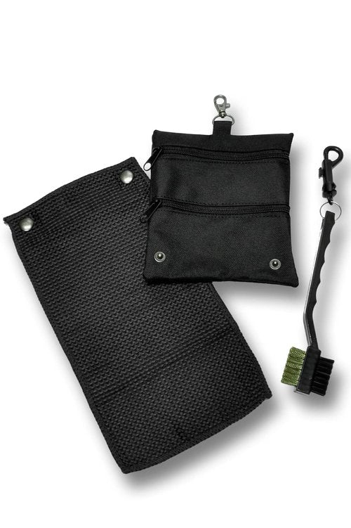 CaddyDaddy Golf Golf Accessory Bag, Towel & Brush Set, Black