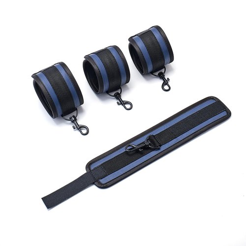 3 in 1 Heavy Duty Stainless Steel Expandable Black Spreader Bar with 4pcs PU Blue Adjustable Straps,Workout Bar for Home Gym Training Bar,Portable Detachable Pilates Kit