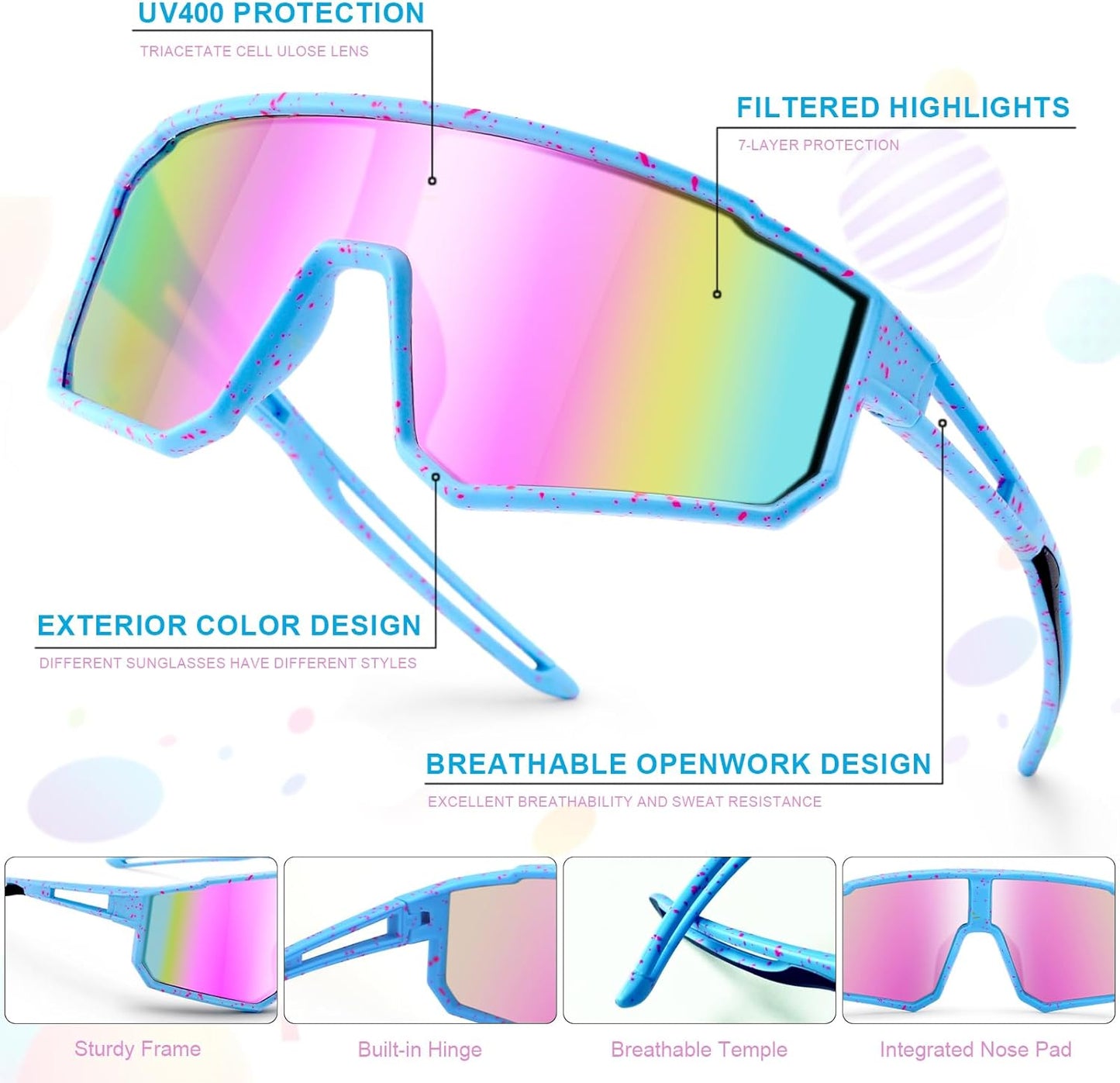 Skiennix Kids Sunglasses - UV400 Protection for Boys & Girls Ages 6-14 | Ideal for Baseball & Cycling