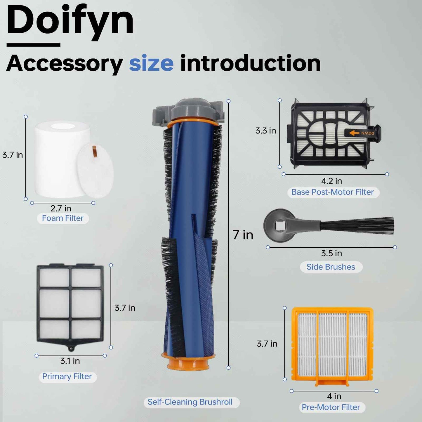 Replacement Parts Compatible with Shark AI AV2501S AV2511AE AV2501AE RV2502AE RV2610WA AV2510AOUS RV2520AOUS Robot Vacuum Cleaner, 1Main Brush, 2 motor pre-filters, 2Foam Filters, 6Side Brushes