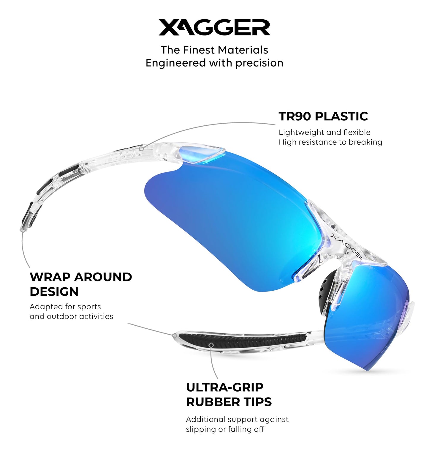 Xagger Kids Youth Polarized Sports Sunglasses for Boys Girls Baseball Softball Glasses TR90 Frame