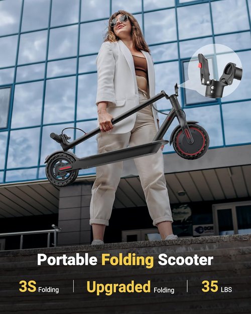 MAXSHOT Electric Scooter - High-Speed 350W/500W Motor, Dual Suspension, 21-28 Miles Range, 8.5/10/14" Tires