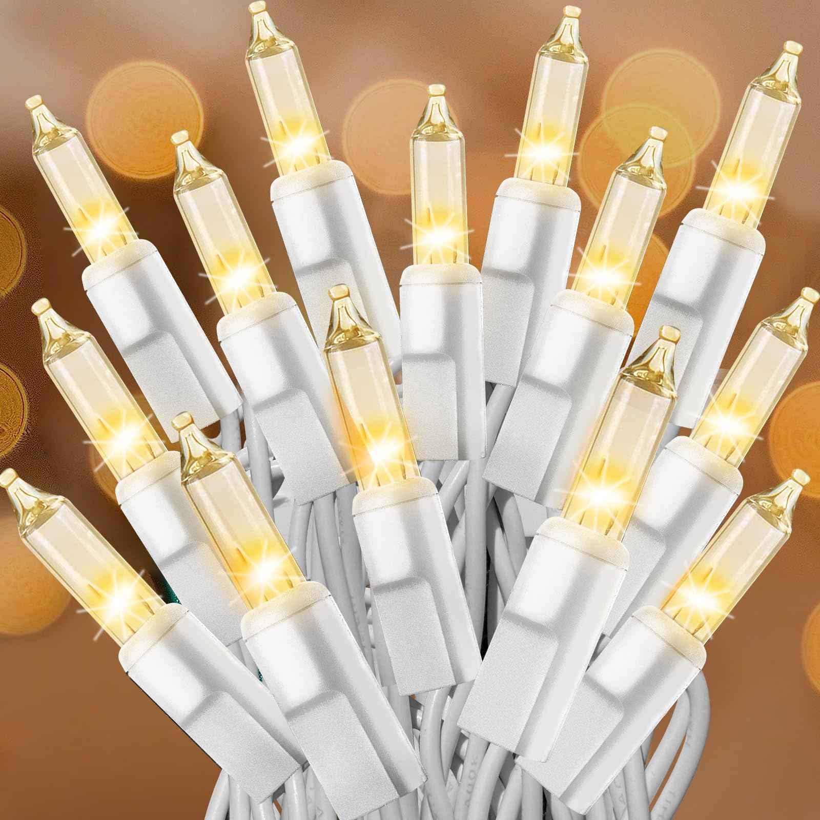 CXLHO Clear Christmas Lights 66FT 200 Incandescent Bulbs Warm White Mini Lights with White Wire for Christmas Tree, Garland, Thanksgiving, Wedding, Party, Home, Indoor & Outdoor Festival Decoration