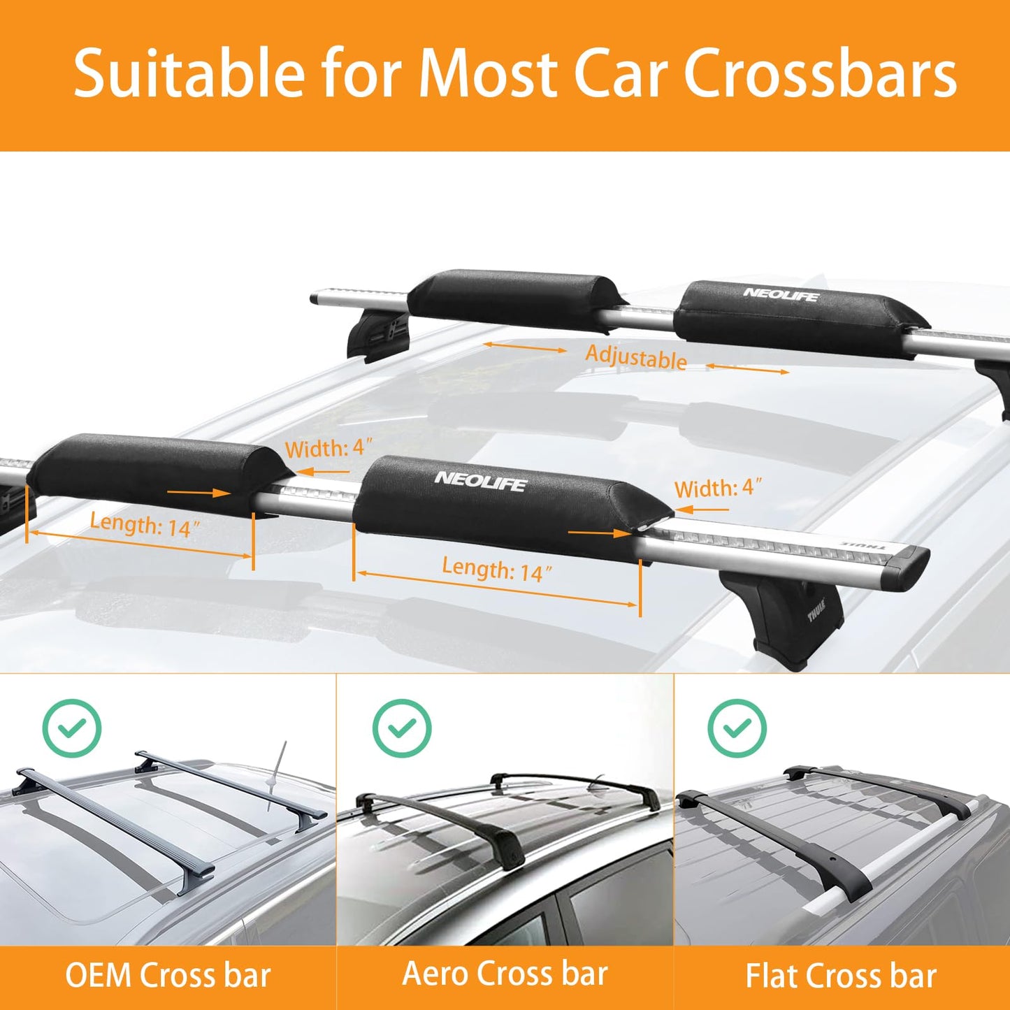 WONITAGO Soft Roof Rack Pads for Surfboard, SUP Paddleboard and Snowboard