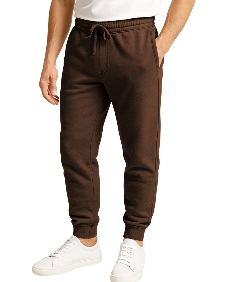 AMERICAN HEAVEN Men's Fleece Jogger | 3 Pocket All Season Athletic Workout Sweat Pants Chocolate Brown