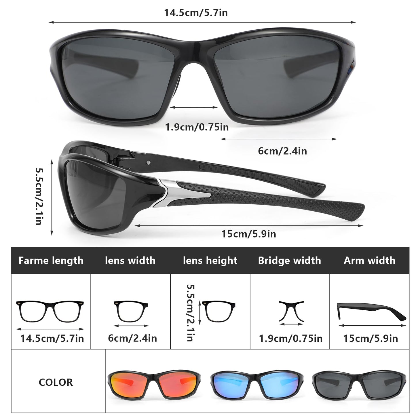 Hifot Sports Polarized Sunglasses Men, Sun Glasses for Cycling Driving Fishing, Women's Sunglasses Running Baseball Golf