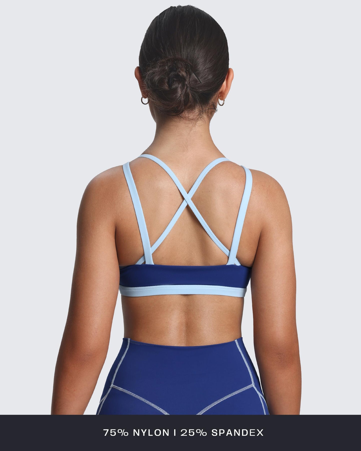 Aoxjox Women's Workout Fitness Rory Ruched Sports Bras Yoga Crop Tank (Bellwether Blue/Airy Blue, Medium)