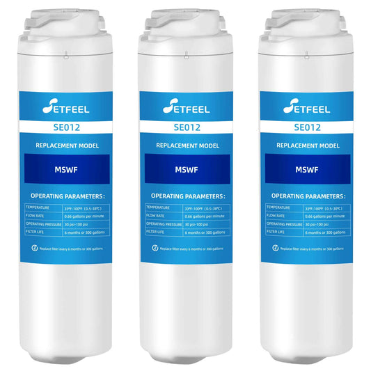 MSWF Refrigerator Water Filter for GE, Smart Water MSWF Cartridge 101820A, 101821B, RWF1500A, 101820B, 101821A, 101821, 3 Pack SETFEEL