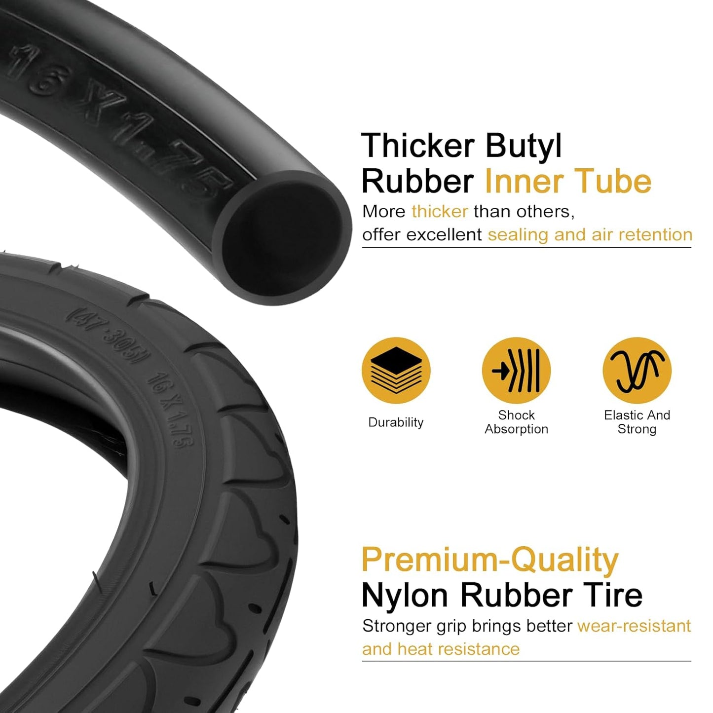 BOB Stroller | Rear 16x1.75/2.125 Tires & Tubes - Durable Fit for Revolution SE & Duallie Jogging Strollers (2 Sets)