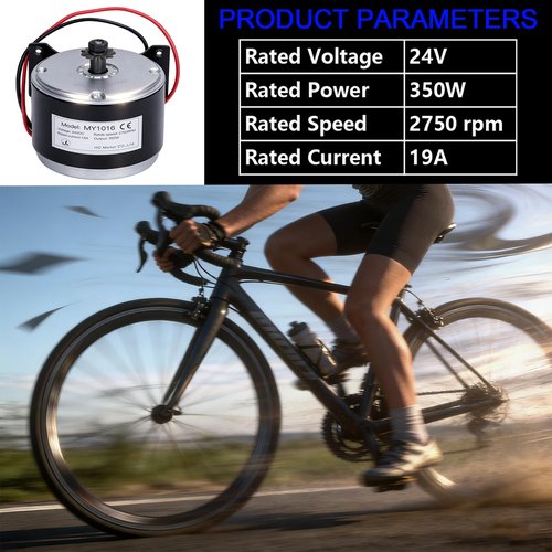 BreezyBloom Small Brushed Permanent Magnet Electric Motor for Scooter Drive Systems and DIY Projects 24V DC 350W 2750RPM