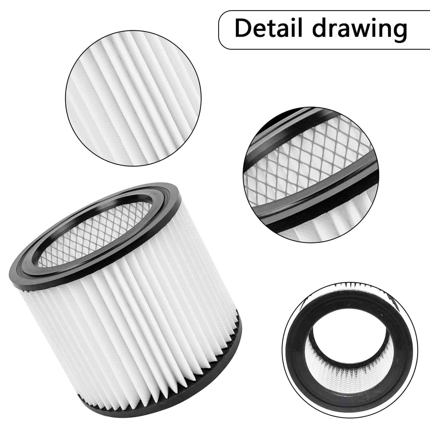 ECOMAID 90398 HEPA Replacement Filter and 90585 Foam Sleeve Filter Compatible with Shop-Vac 90398, 903-98, 9039800, 903-98-00 Hangup Wet/Dry Vacuum Cleaner Spares Cartridge Filter (2 + 4)