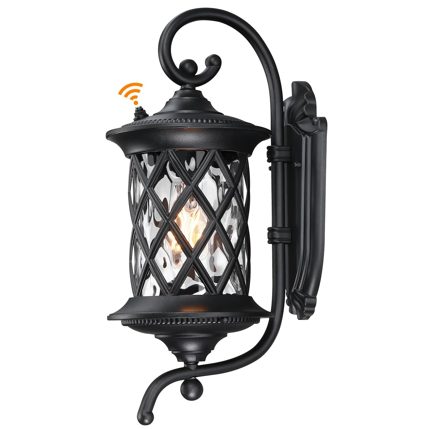 SNRU Retro Dusk to Dawn Outdoor Wall Light Exterior, 18.7" Large Aluminum Black Porch Light Outdoor Wall Sconce Lighting Fixture Lantern for Patio Garage, Bulb Not Included