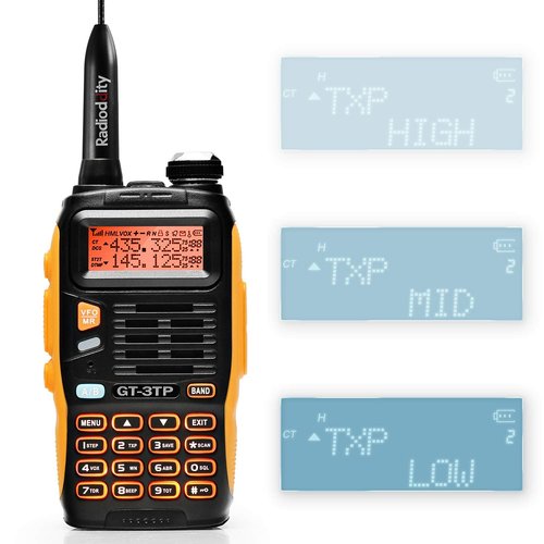 BAOFENG GT-3TP High Power Ham Radio Handheld Mark III, Dual Band 8W Two Way Radio, Long Range Rechargeable Walkie talkies with Car Charger, Desktop Charger, Headset, Black