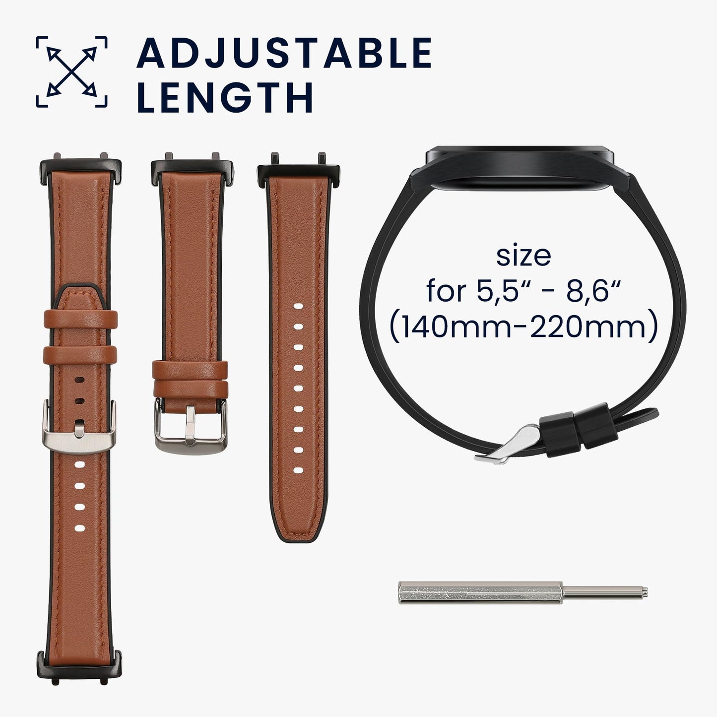 kwmobile Strap Compatible with Amazfit T-Rex 3 Strap - Silicone and Leather Sport Wristband - Brown/Black