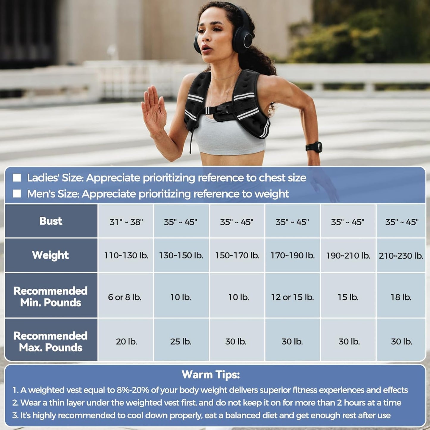 Zeerun Weighted Vest - Comfortable & Durable Rucking Vest with Reflective Stripe | Adjustable for Walking, Running & Strength Training