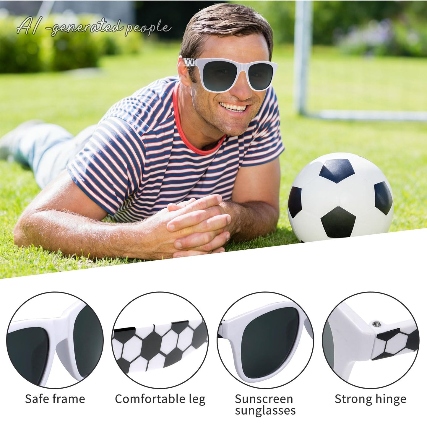 Wowang Soccer Sunglasses 12 Pack Football Themed Sunglasses Soccer Theme Party Decorations