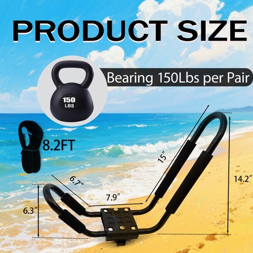 2 Pairs Kayak Roof Rack J-Bar Carrier Holder Car Top Mount Racks for Canoe, SUV, Cars, Truck, Surf Ski, for Trip