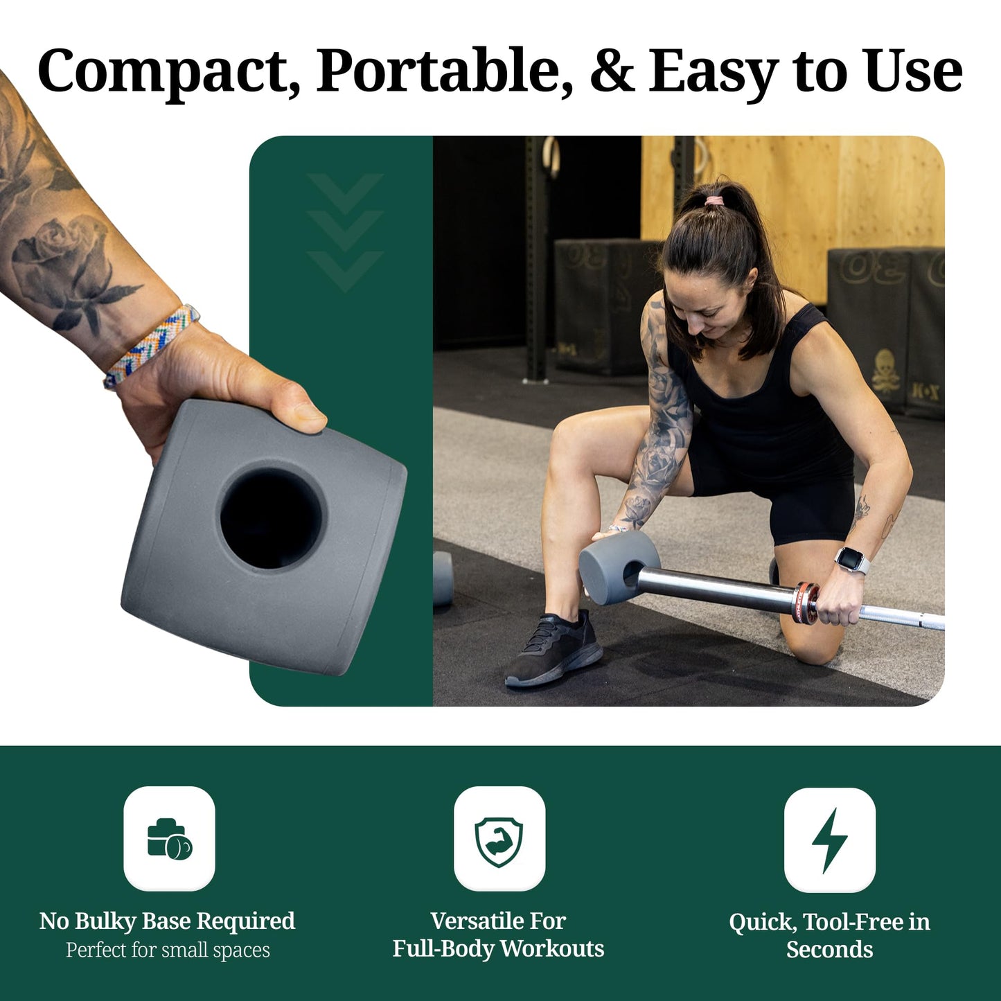 Tribus Grips X Landmine Attachment – Compact Rubber Fits Olympic Bars for Presses, Rows, Squats & Core Training – Portable for Home & Gym Workouts