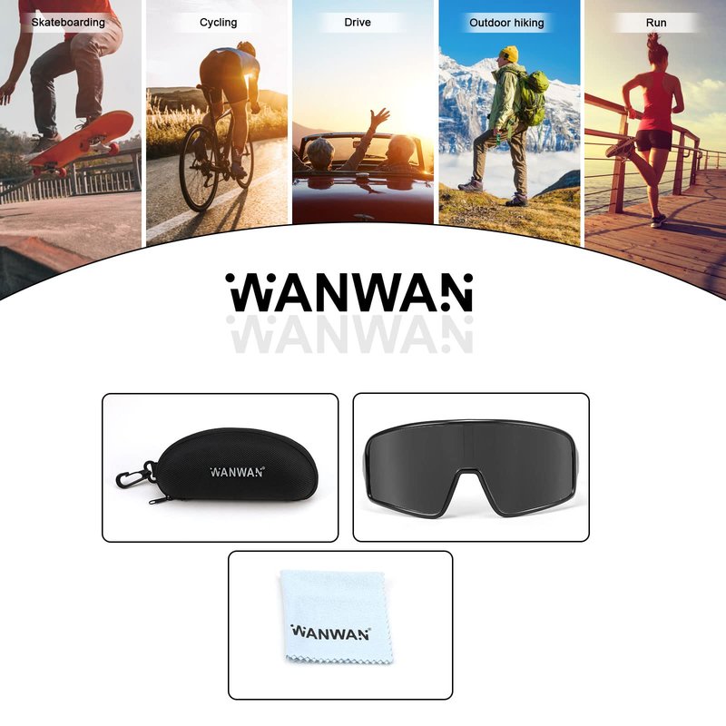 WANWAN Men and Women's Sunglasses, Cycling Sports Glasses 80s Baseball Glasses for Youth Kids Teens