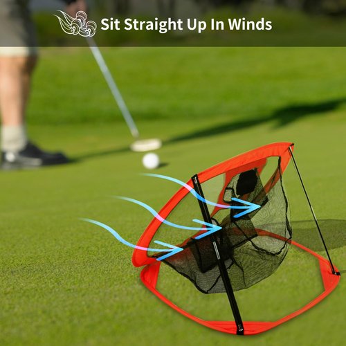 LONGCHAO Pop Up Golf Chipping Net with Hitting Mat, Indoor Golf Chipping Practice Net for Practice, Golfing Target Net for Backyard