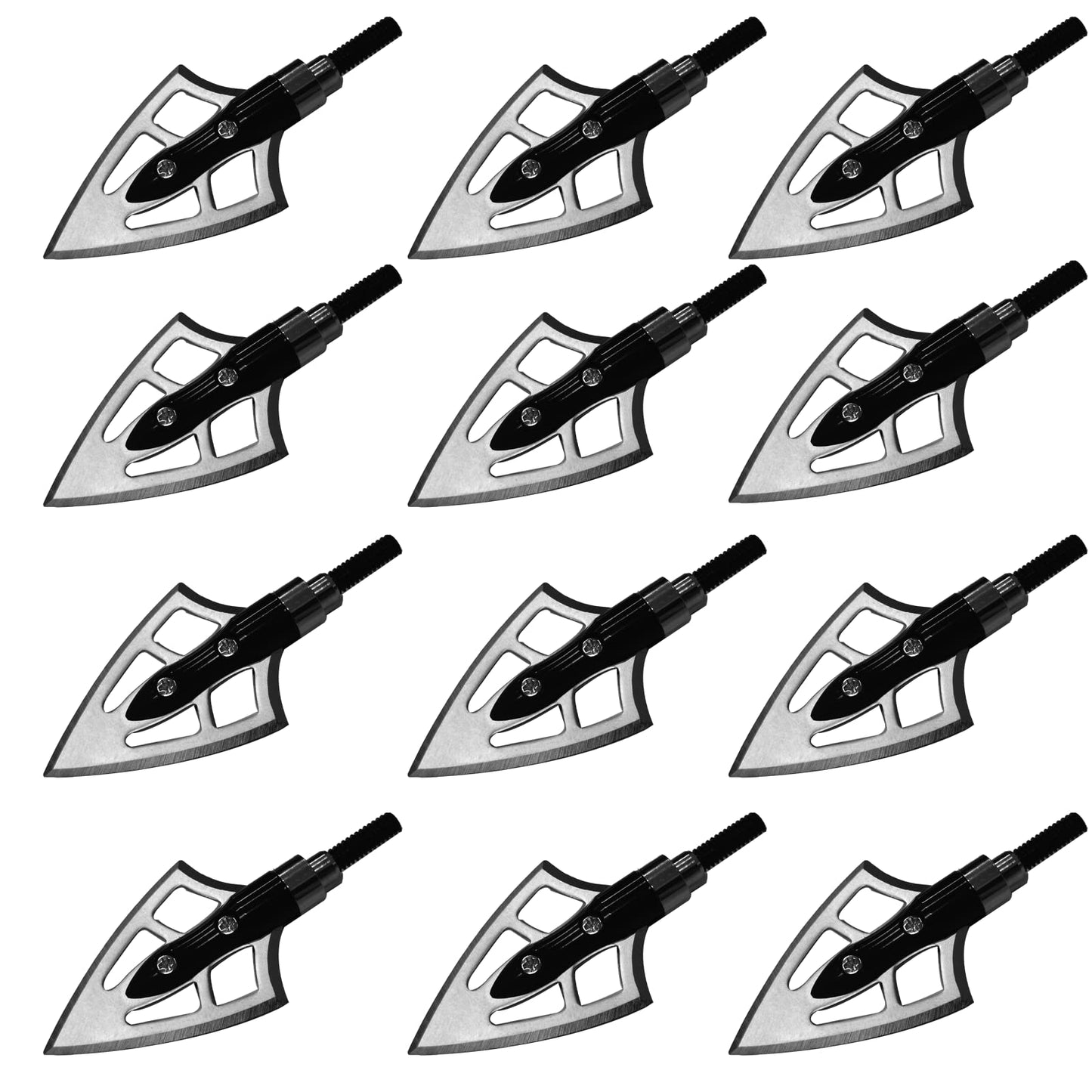 LeeMui Aluminum Hunting Archery Broadheads Blades Grain Screw-in Arrow Heads Tips Portable Case for Arrowheads Broadheads Black