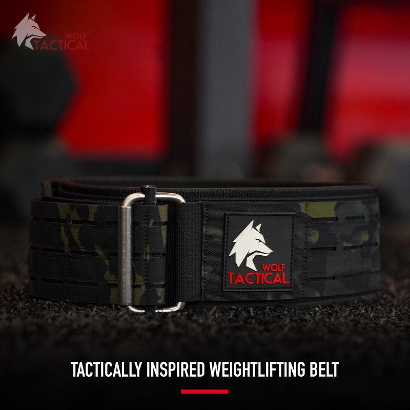 Wolf Tactical Men’s Weight Lifting Belt - Powerlifting, Deadlift, Squat Support, Black, L